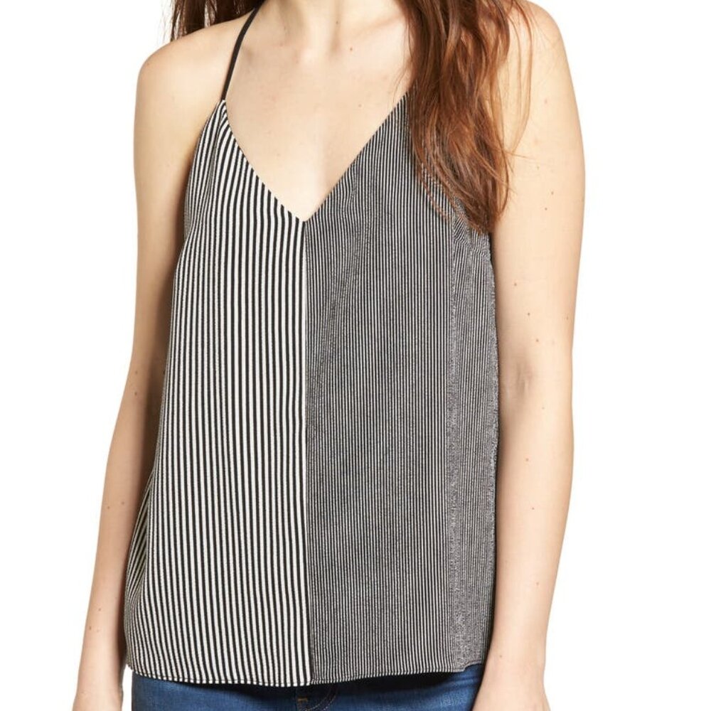 Socialite Mix Stripe Cami Tank Top – Navy & White (Small)
